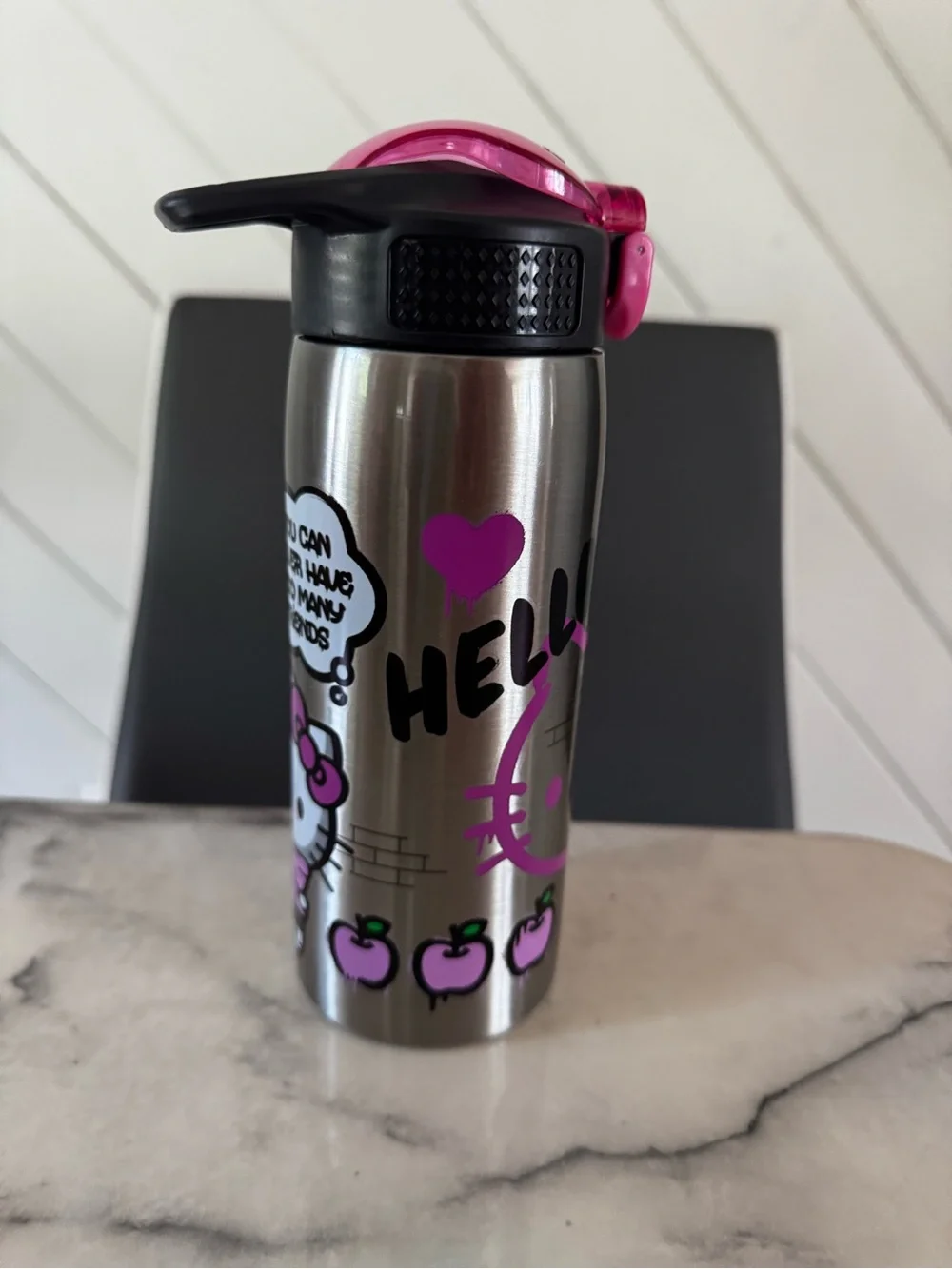 Hello kitty. Kids Pink Stainless Steel Water Bottle with Flip Straw. Brand new